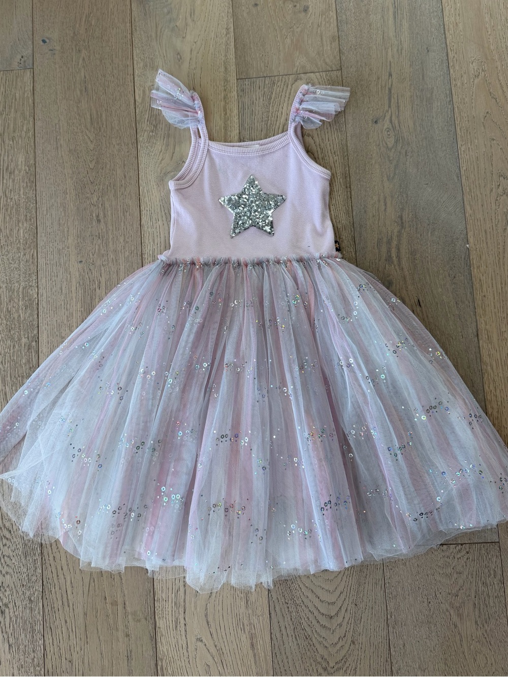 Petite Hailey Sequin Star Pink Tulle Dress Size 7